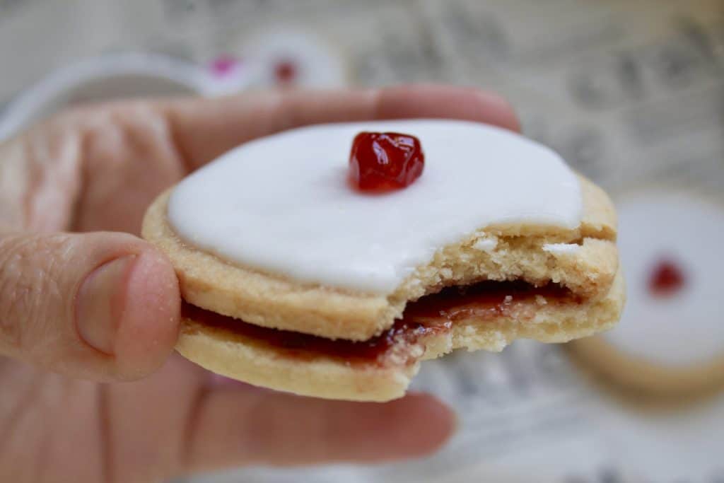 Empire biscuit, partially eaten