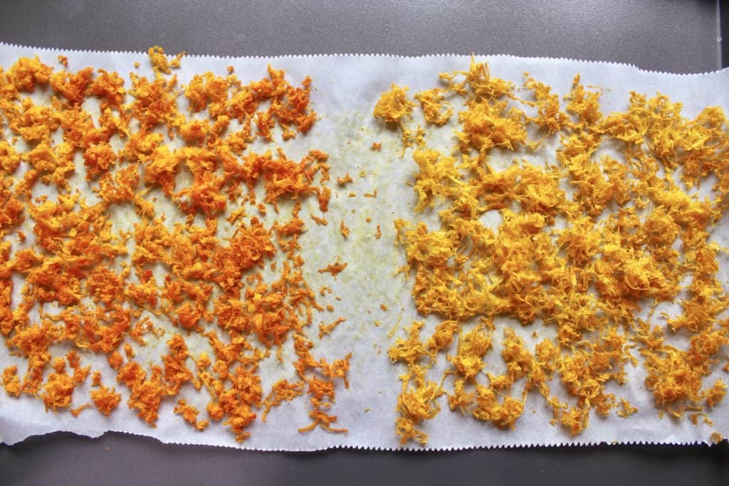 orange and lemon peel on parchment paper