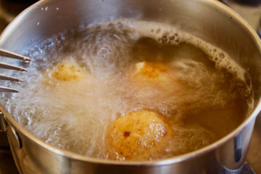 frying leek croquettes