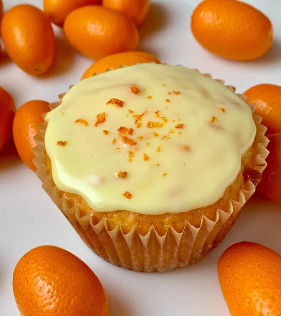 Decorated kumquat cupcake with kumquats
