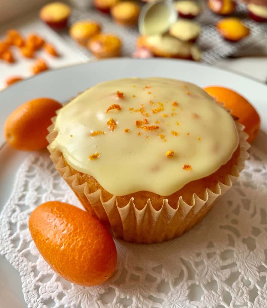 mini cake with citrus fruit and icing