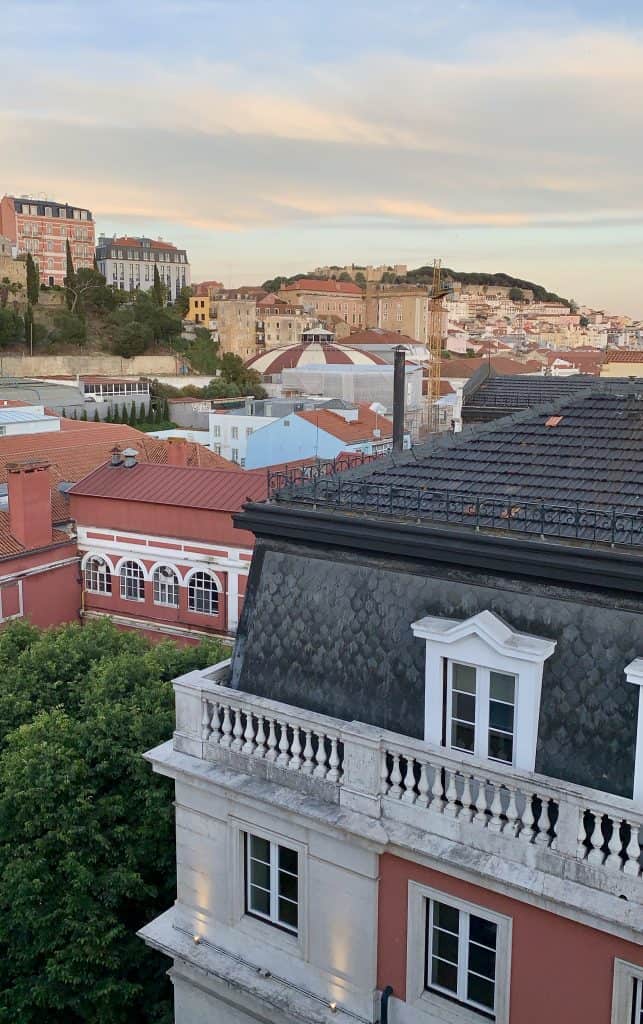 view of Lisbon castle from Heritage Avenida Liberdade Hotel