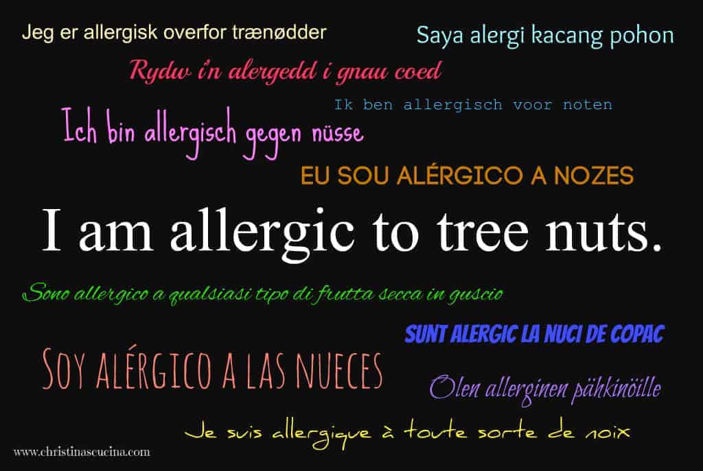 I am allergic to tree nuts 50 languages