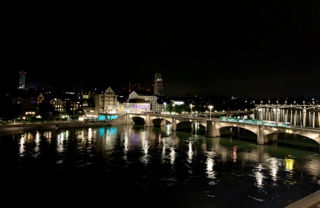 Middle Bridge in Basel at night