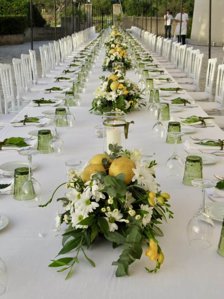 Table set for 90 guests at Punta Licosa