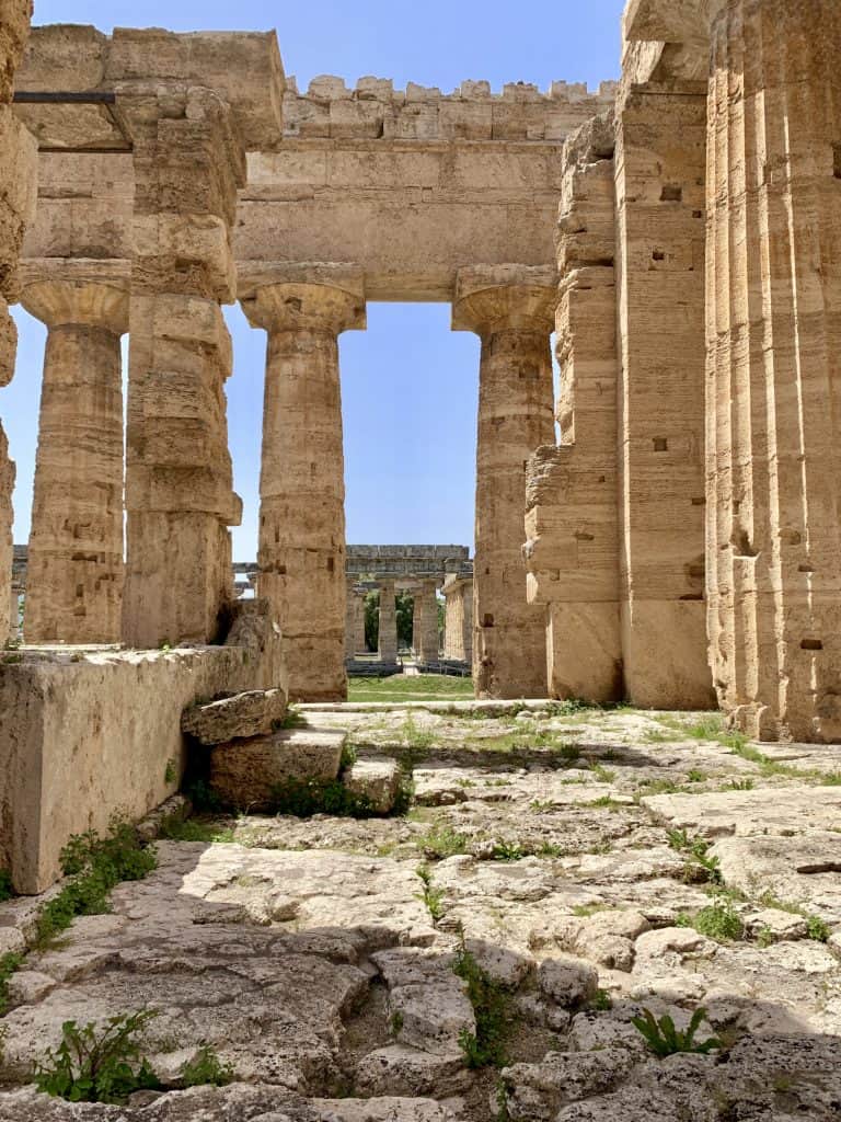 The temple of Poseidon/Neptune (or Hera), with the first temple of Hera in the background. The temple of Poseidon/Neptune (or Hera), with the first temple of Hera in the background.