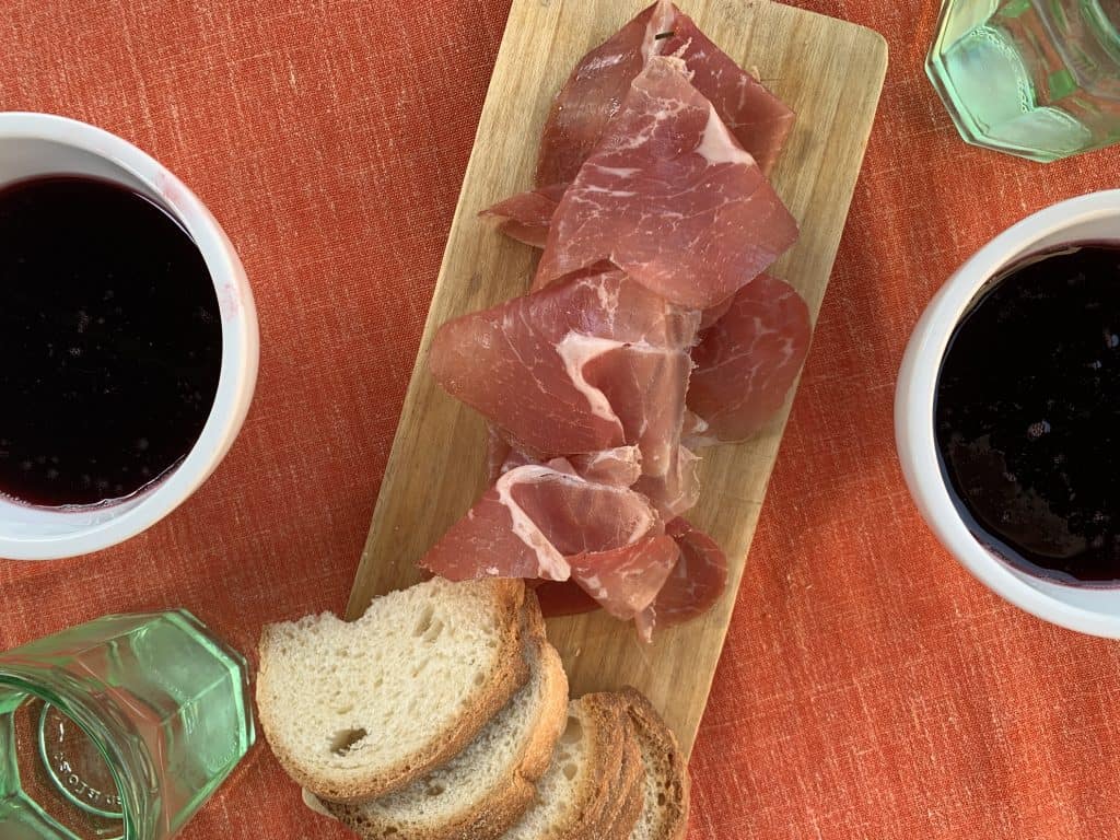 culatello and wine