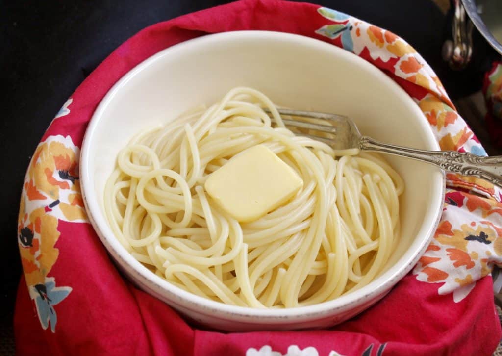 bowl of spaghetti and butter