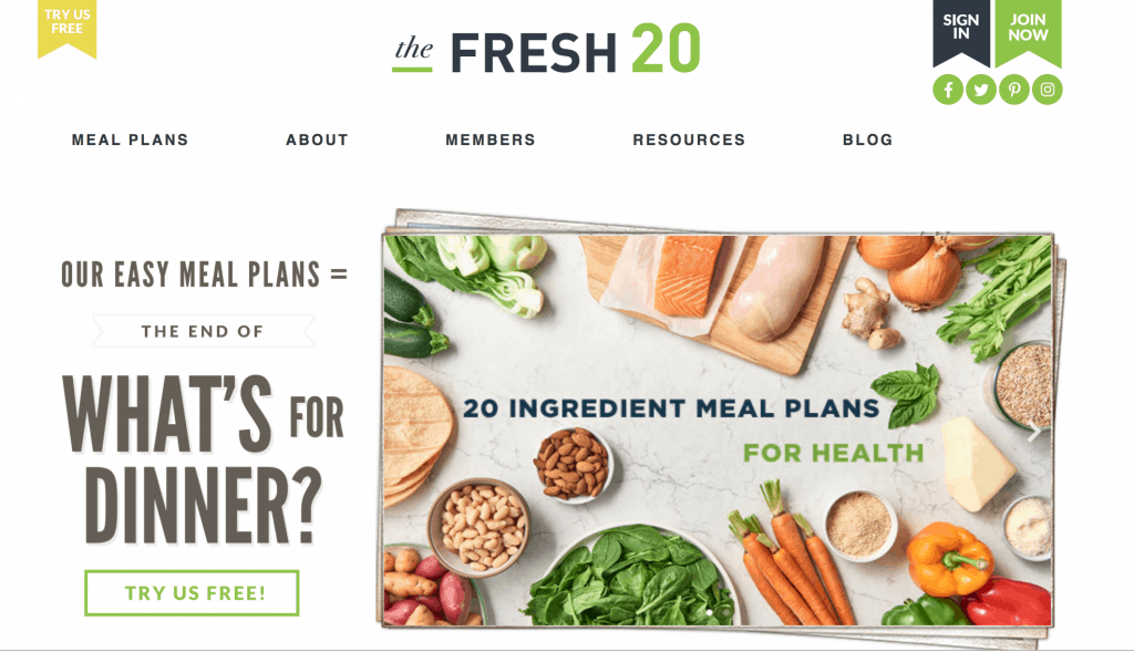 The Fresh 20 meal plan