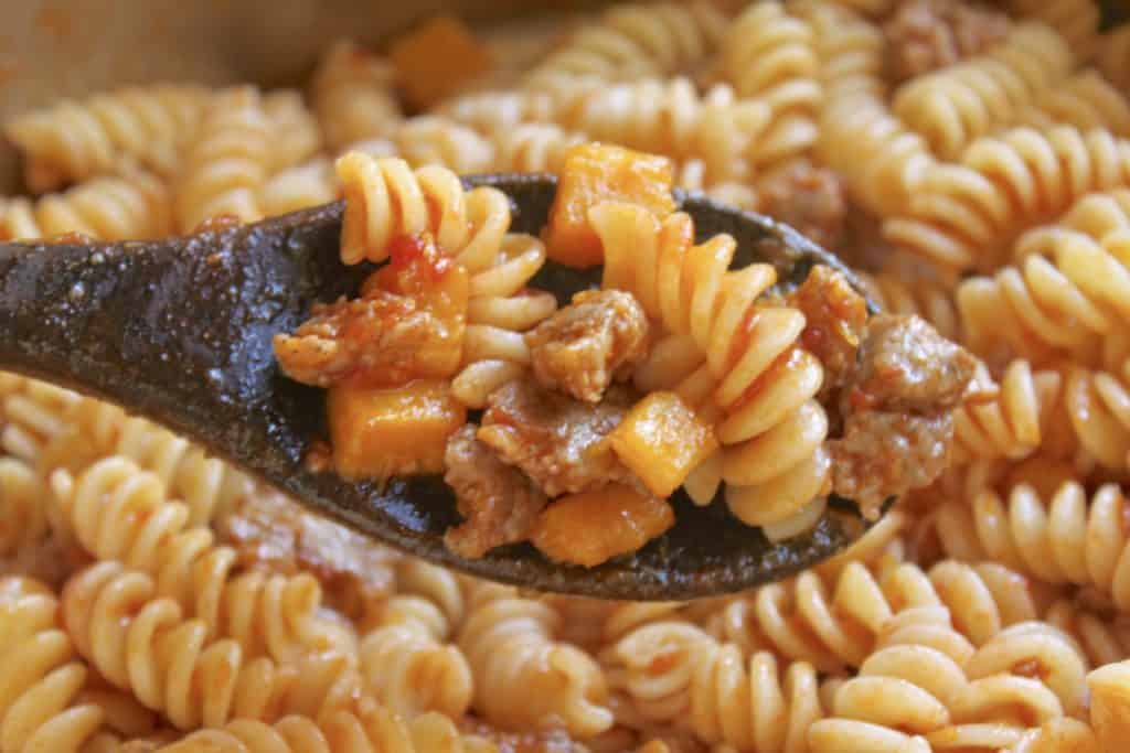 Fusilli with Pumpkin and Sausage 