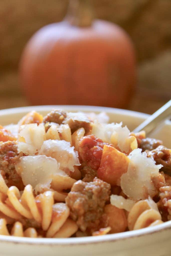 Fusilli with Pumpkin and Sausage 