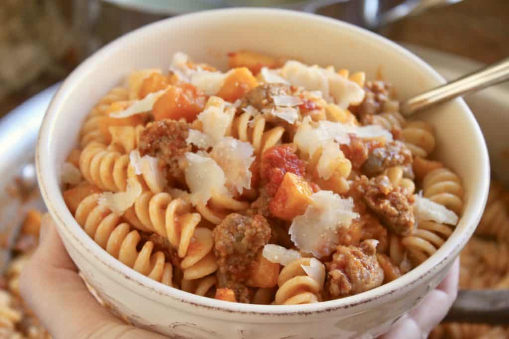 Fusilli with Pumpkin and Sausage 