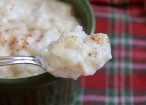 spoonful of eggnog rice pudding
