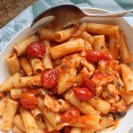 fish in tomato sauce with pasta