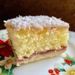 Piece of Snow Cake on a Christmas plate