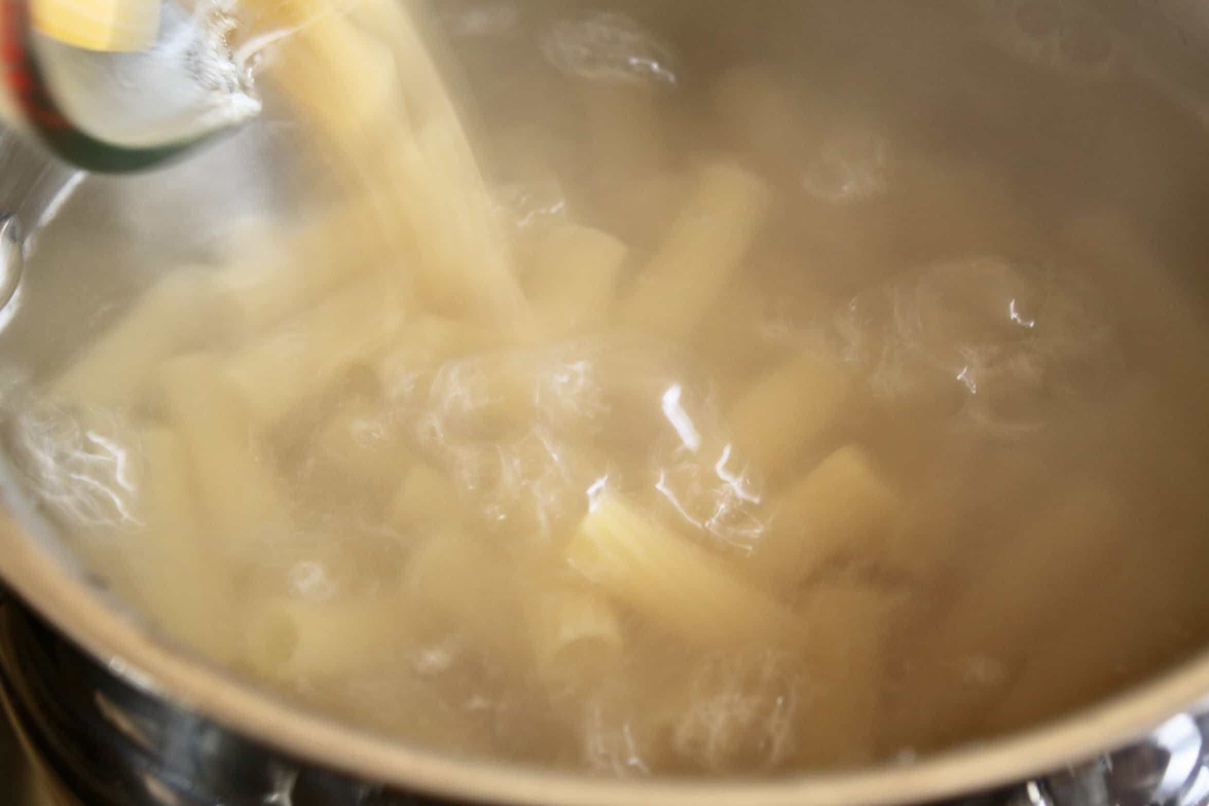 pasta cooking in a pot