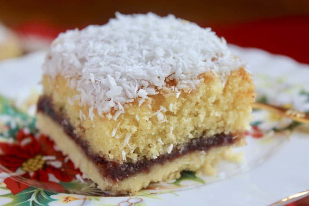 snow cake on a plate