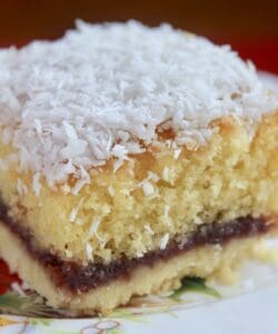 snow cake on a plate