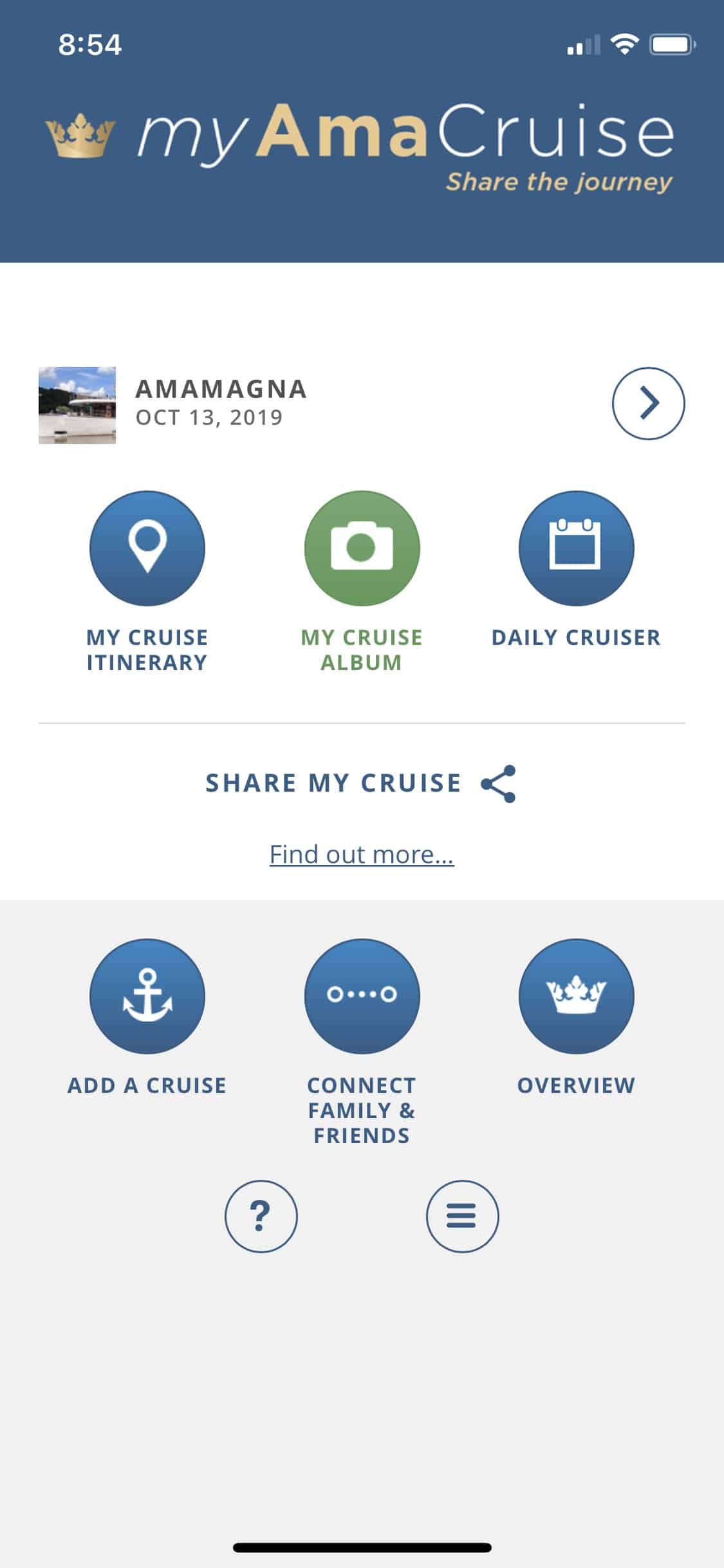 my amacruise app