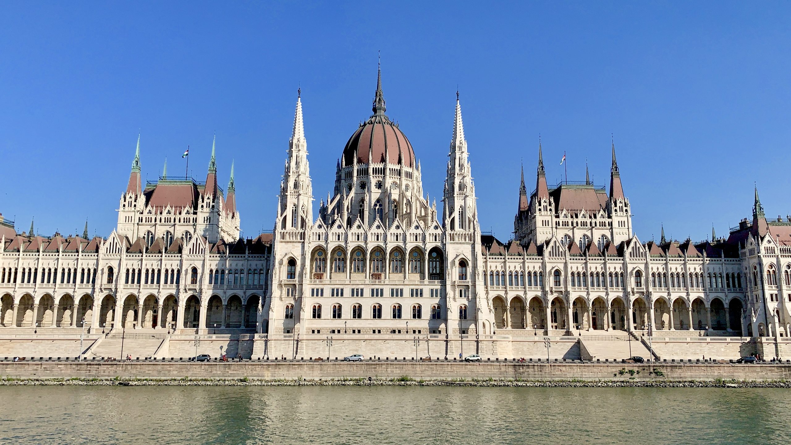 cruising the Danube River past the parliament building Budapest