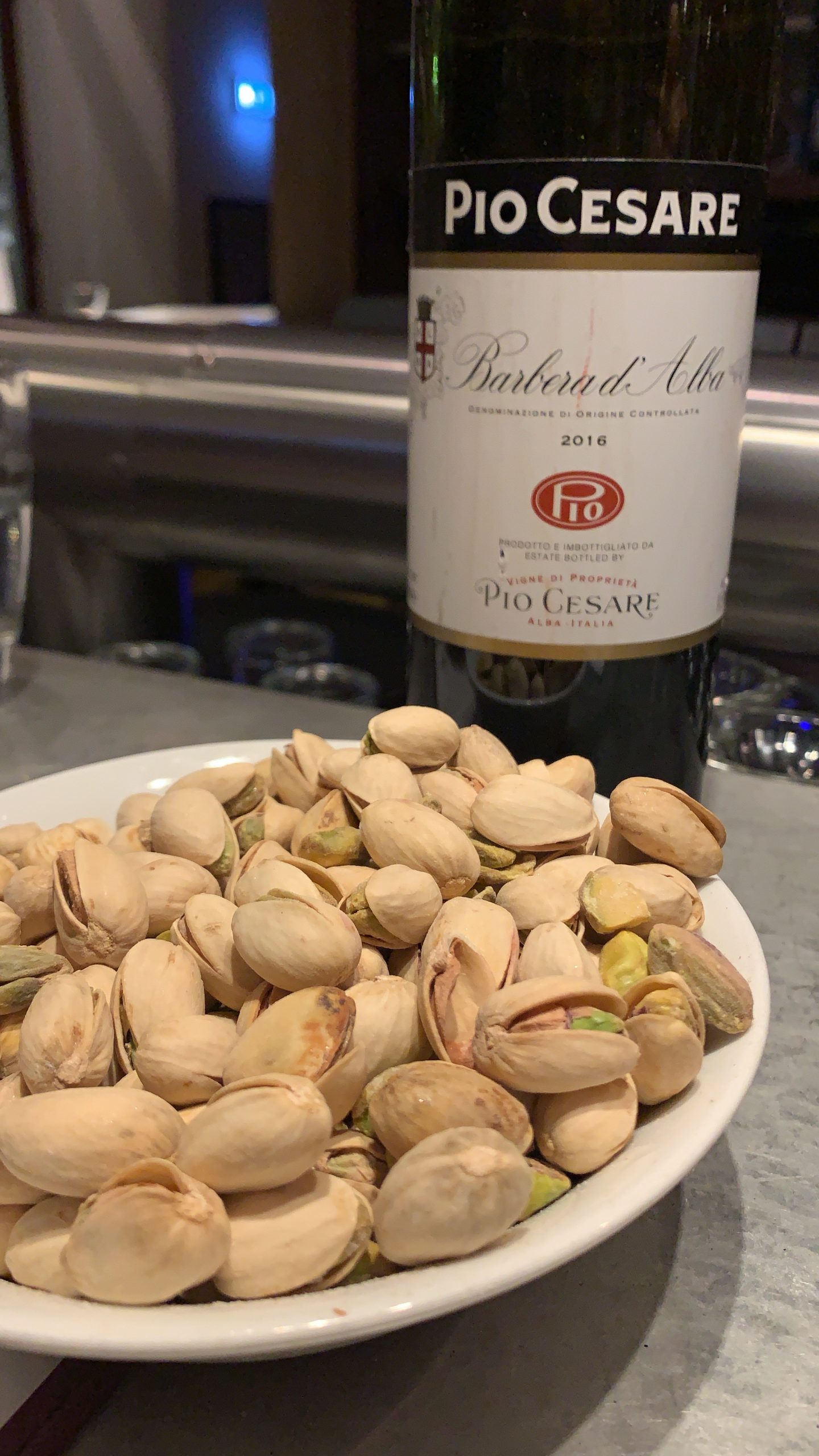 wine and pistachios