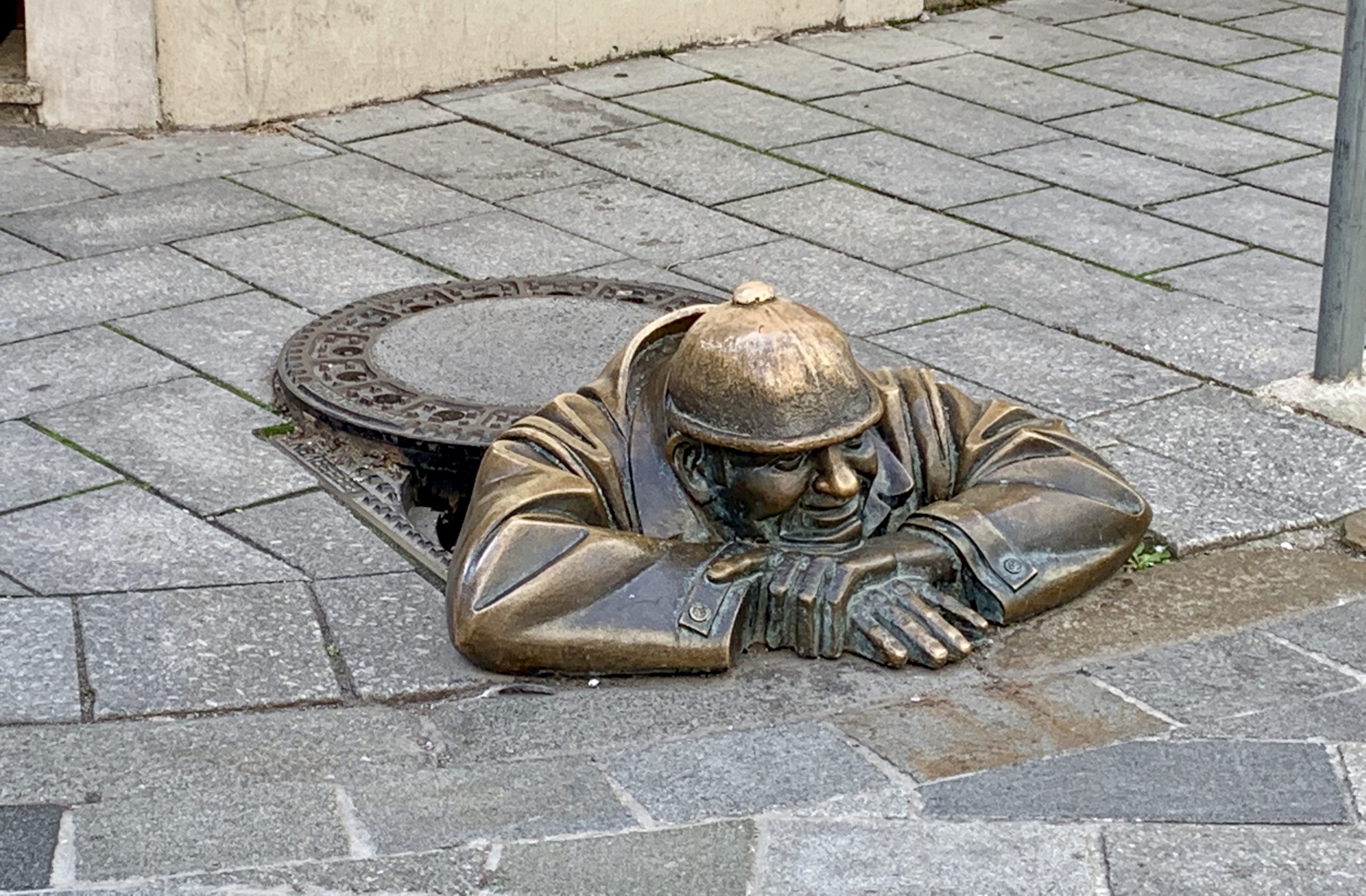 manhole peeping Tom in Bratislava