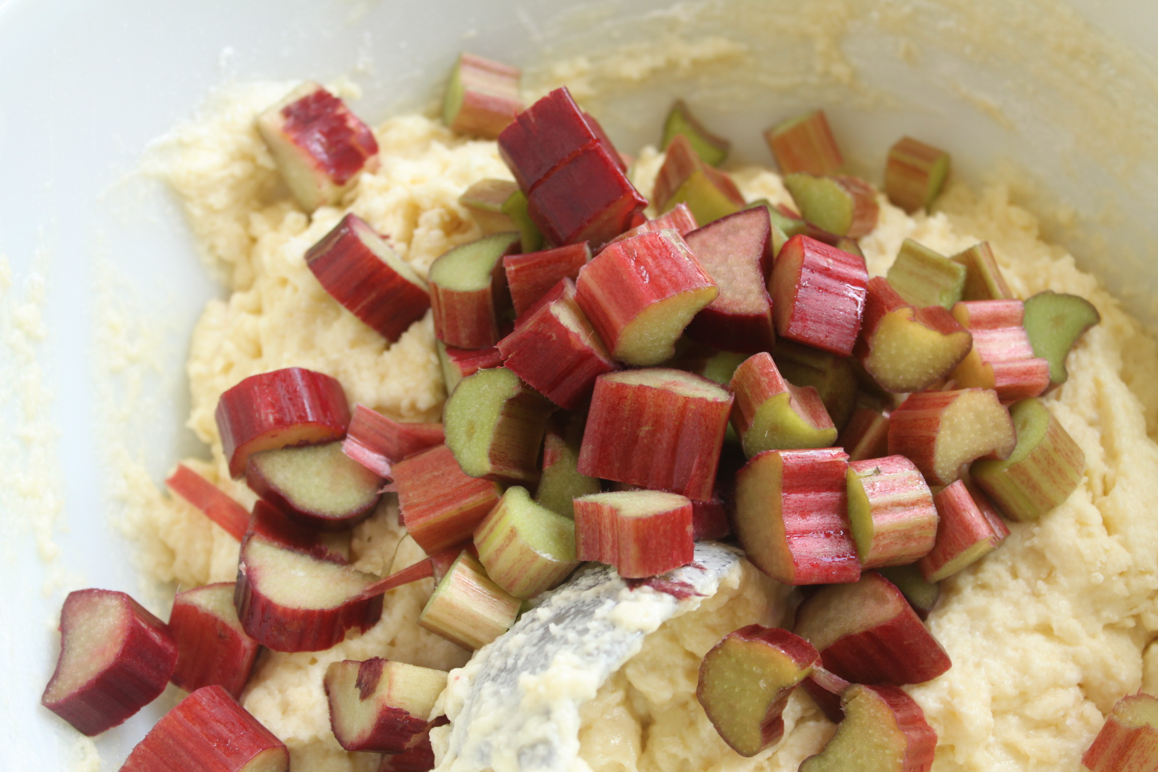 adding fruit to the batter