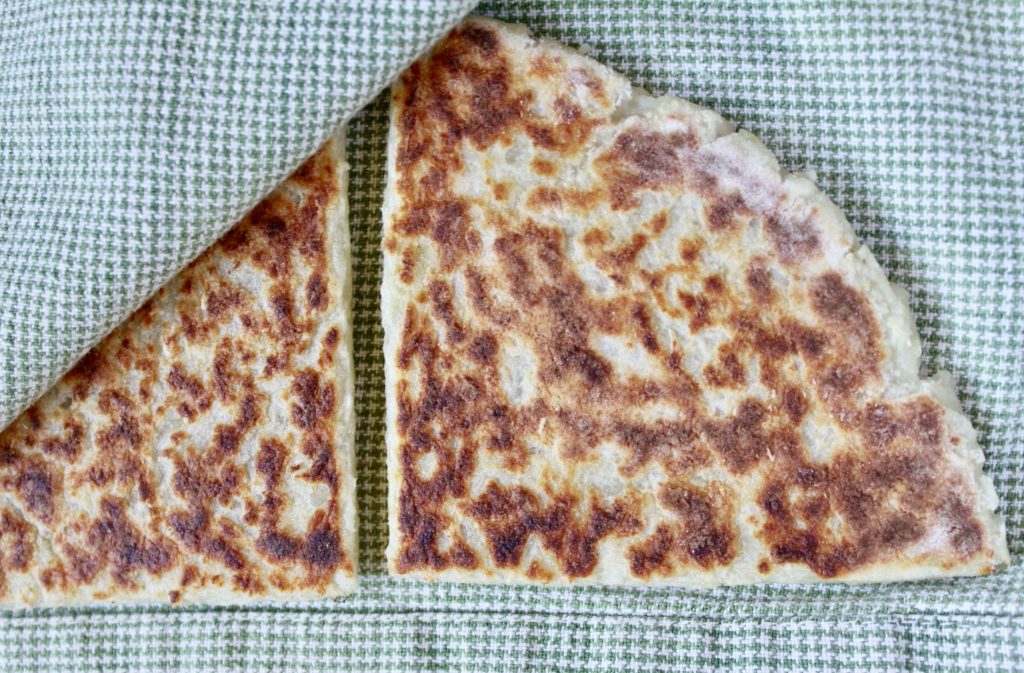 potato bread on tea towel