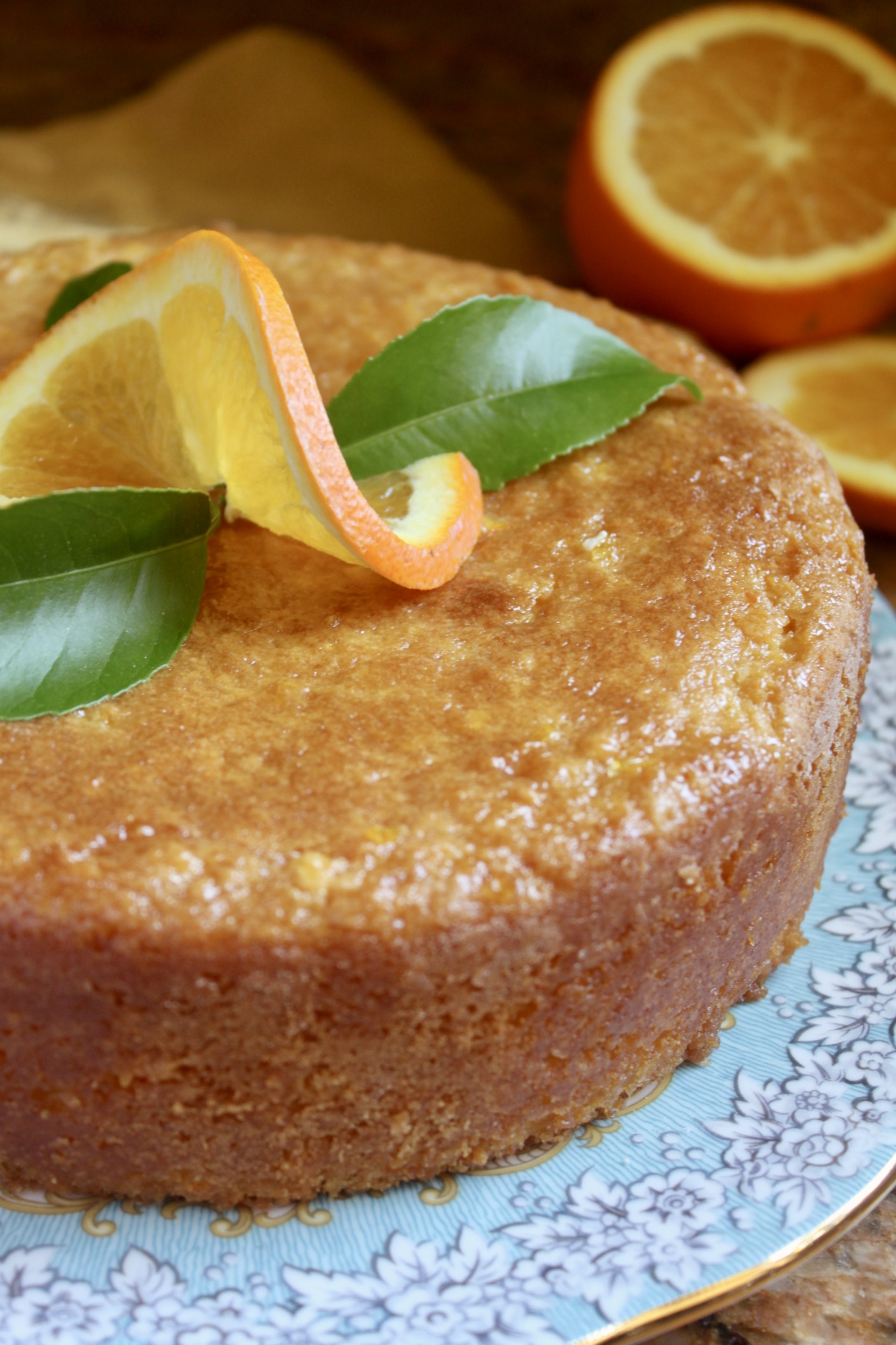 Pretty gluten free orange cake on a plate