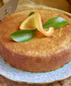 Pretty gluten free orange cake on a plate