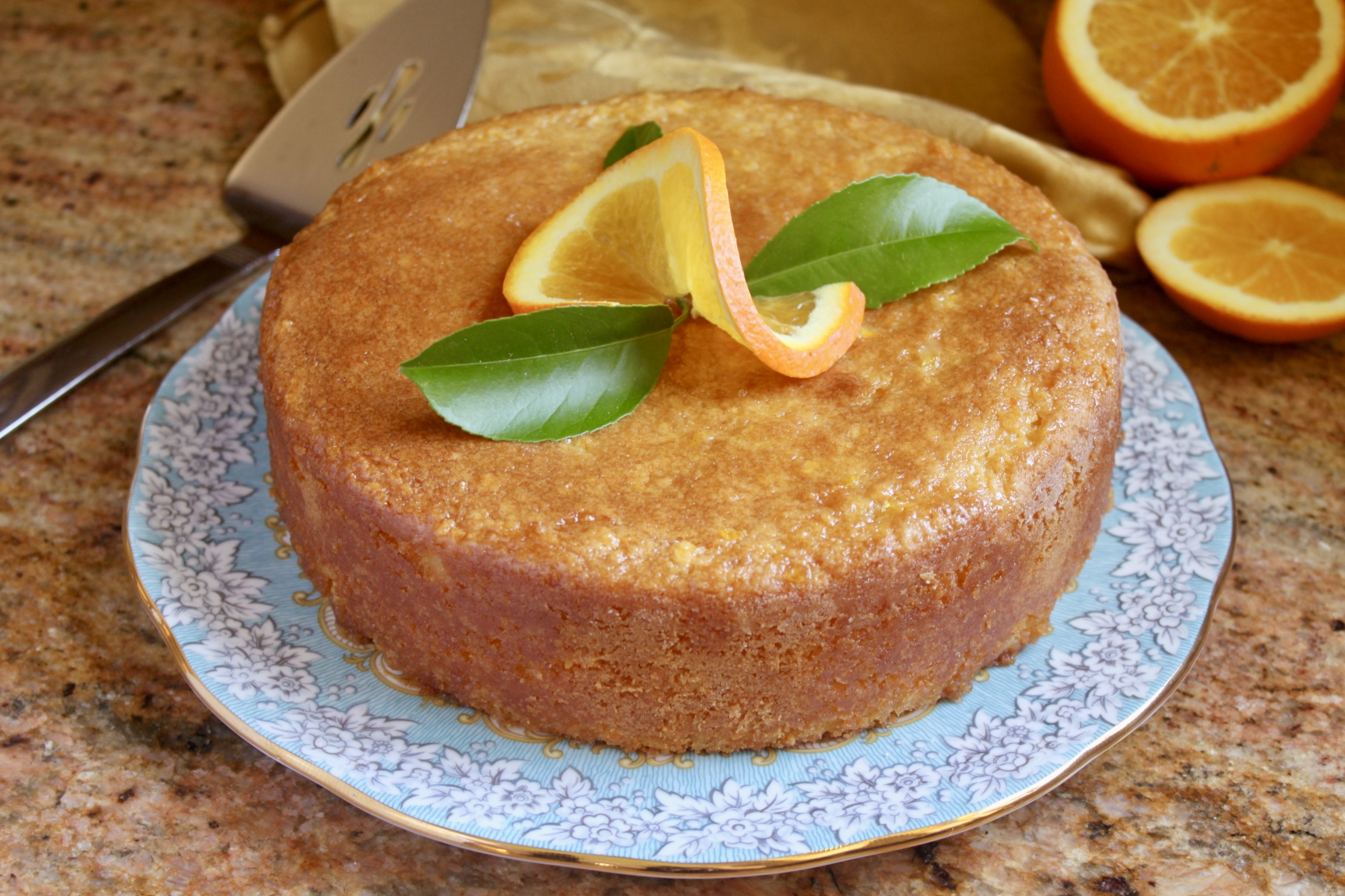 Pretty gluten free orange cake on a plate