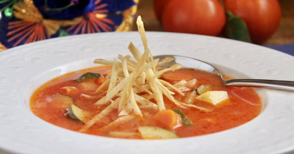 easy tortilla soup in a bowl