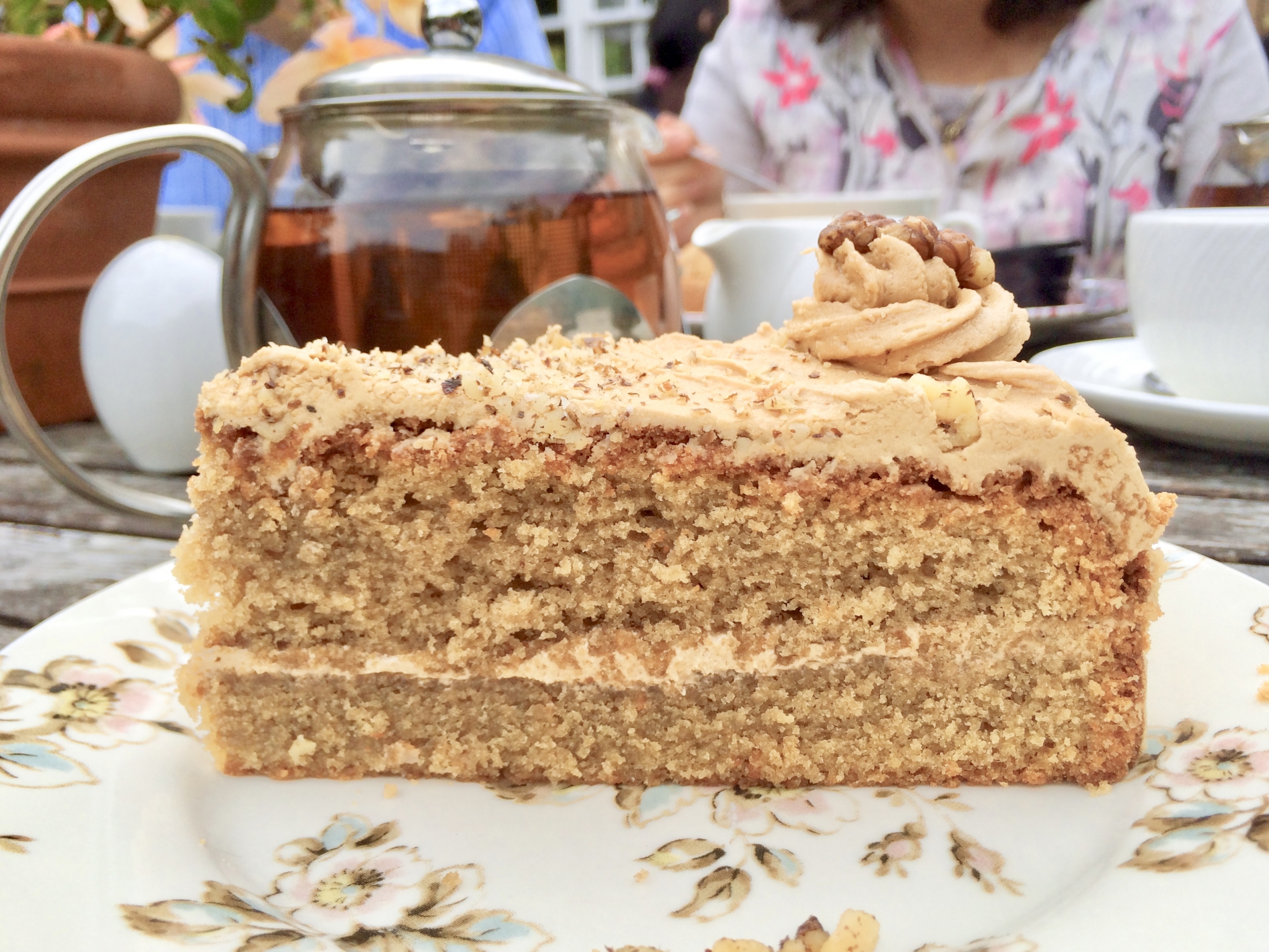 slice of coffee and walnut cake