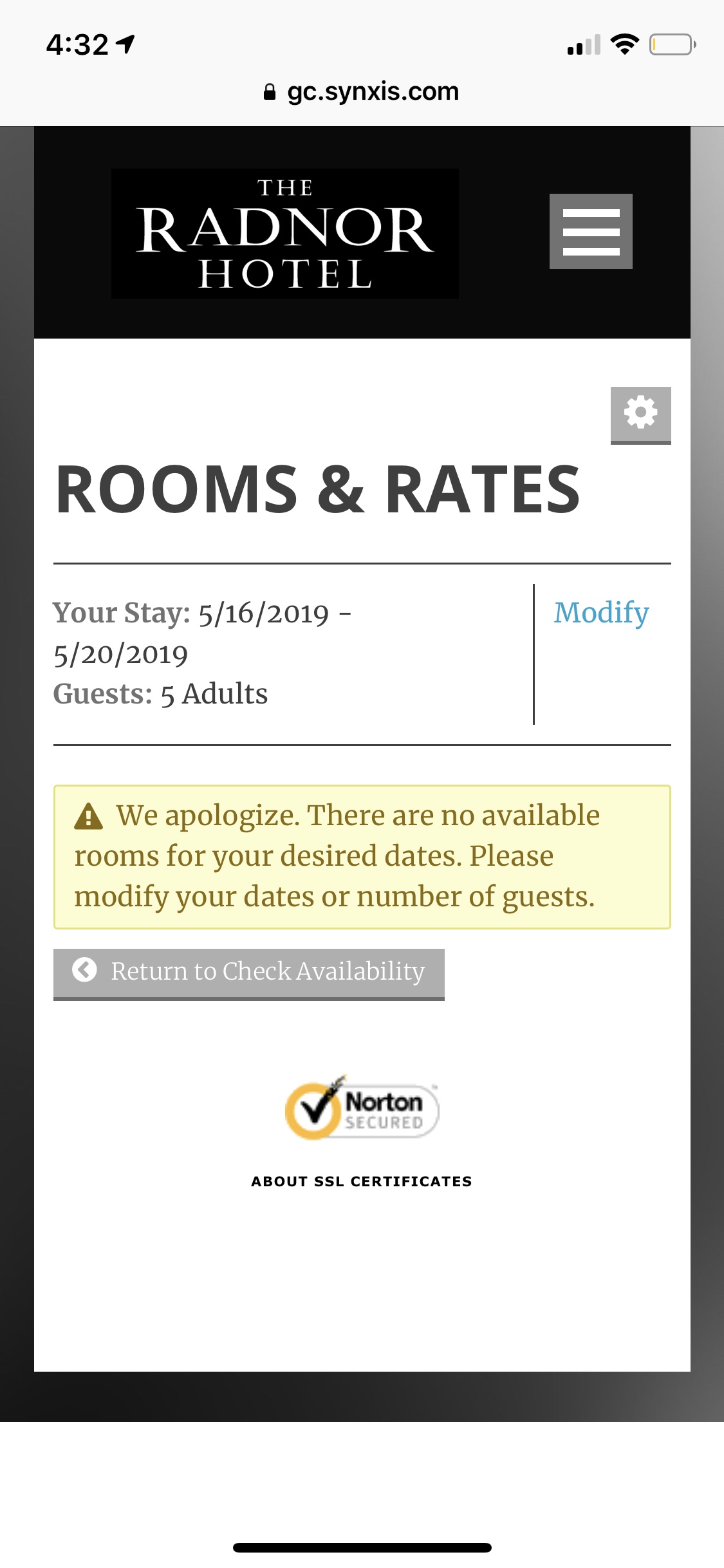 no availability message no availability message