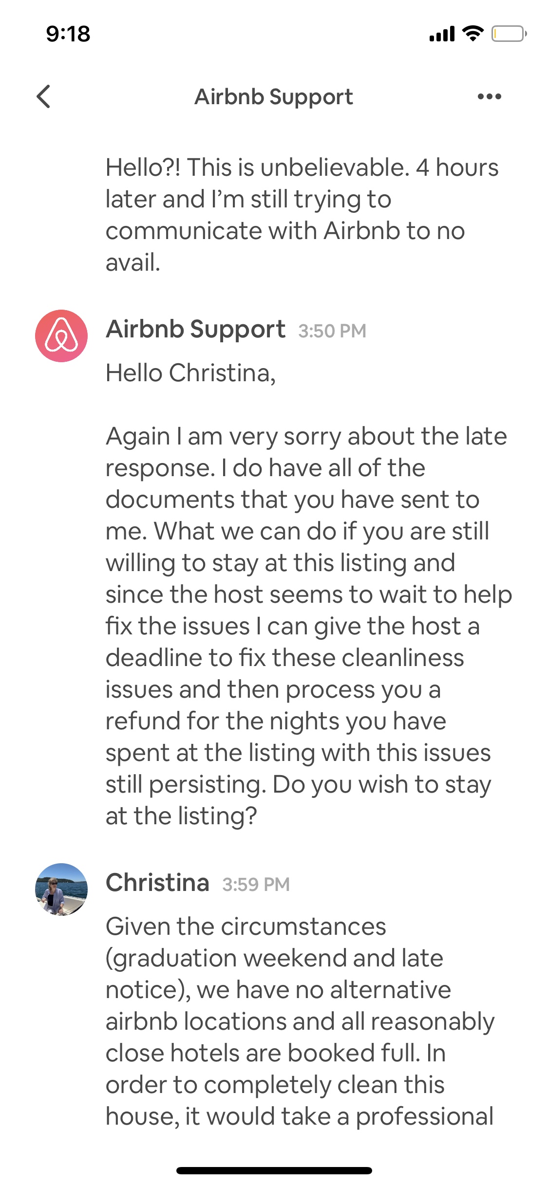 using airbnb message