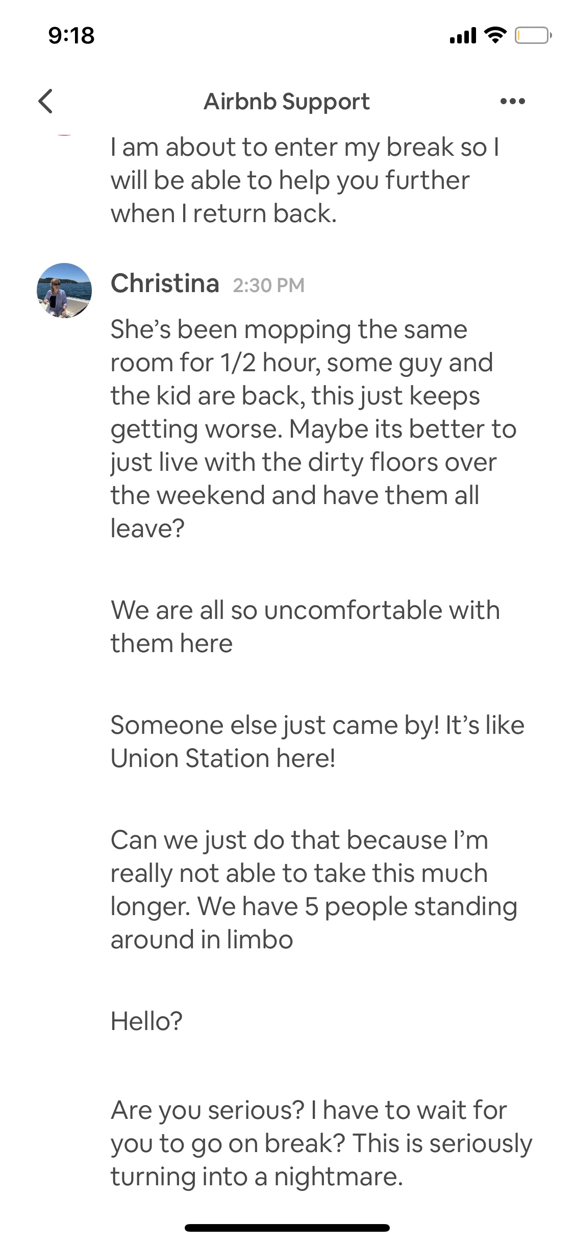 using Airbnb message