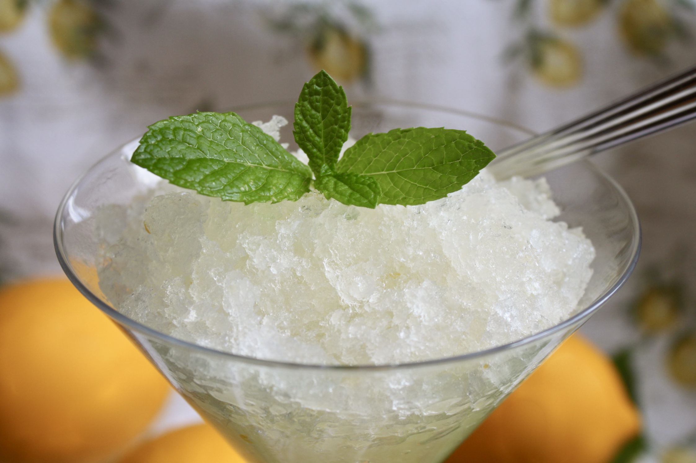 lemon ice in a martini glass