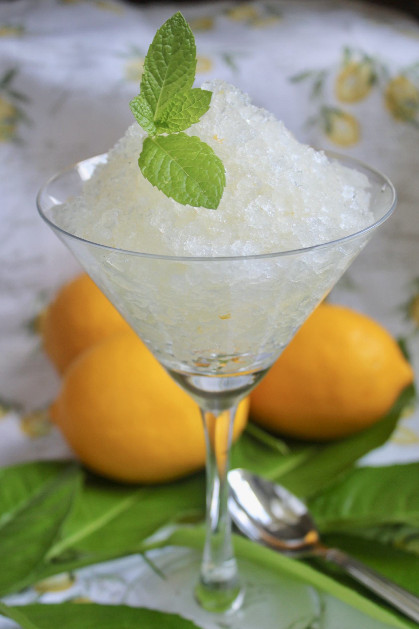 lemon granita in a glass