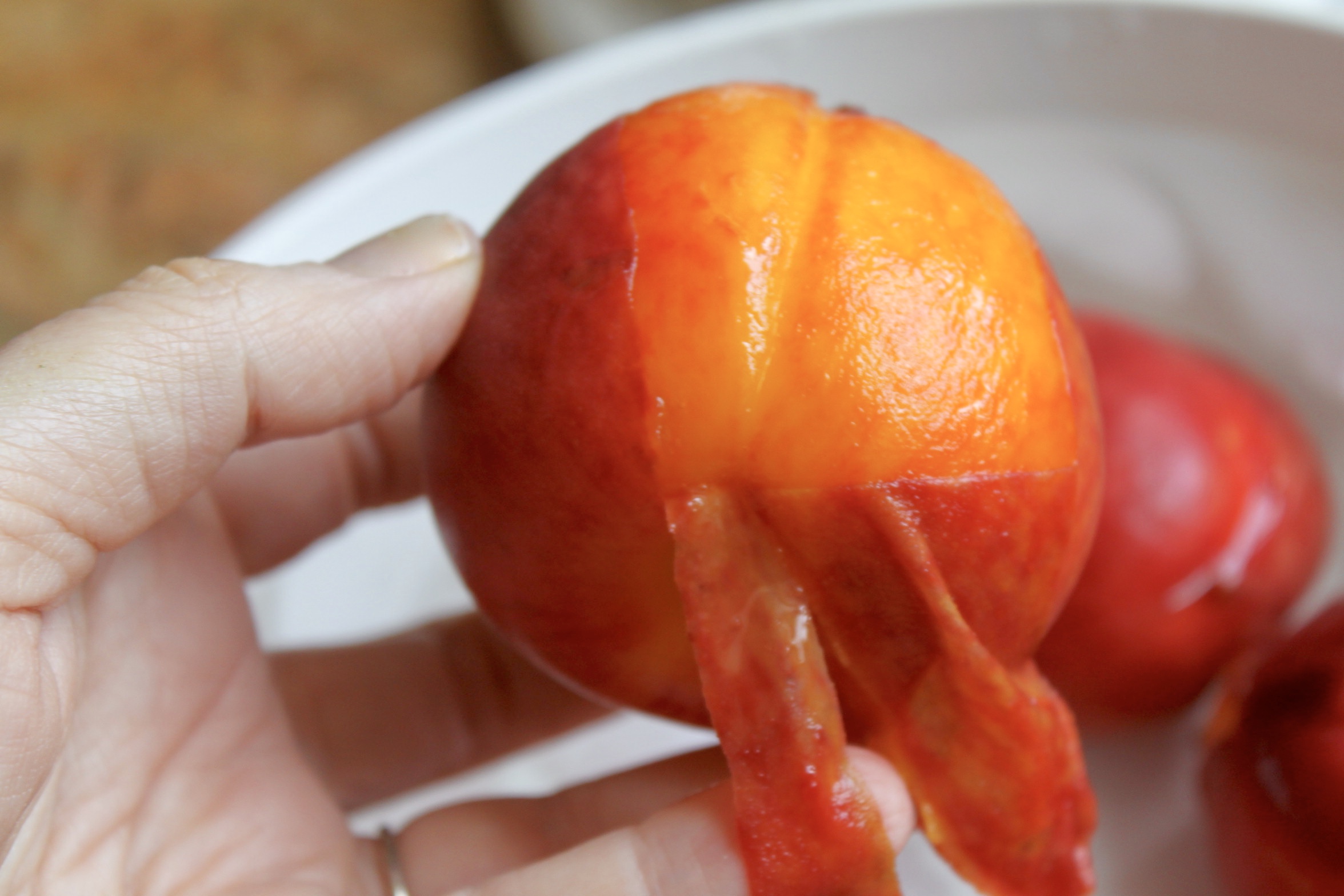 peeling a peach