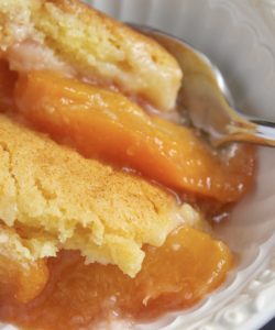 serving peach cobbler