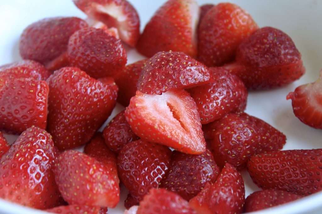fresh strawberries, cut in half