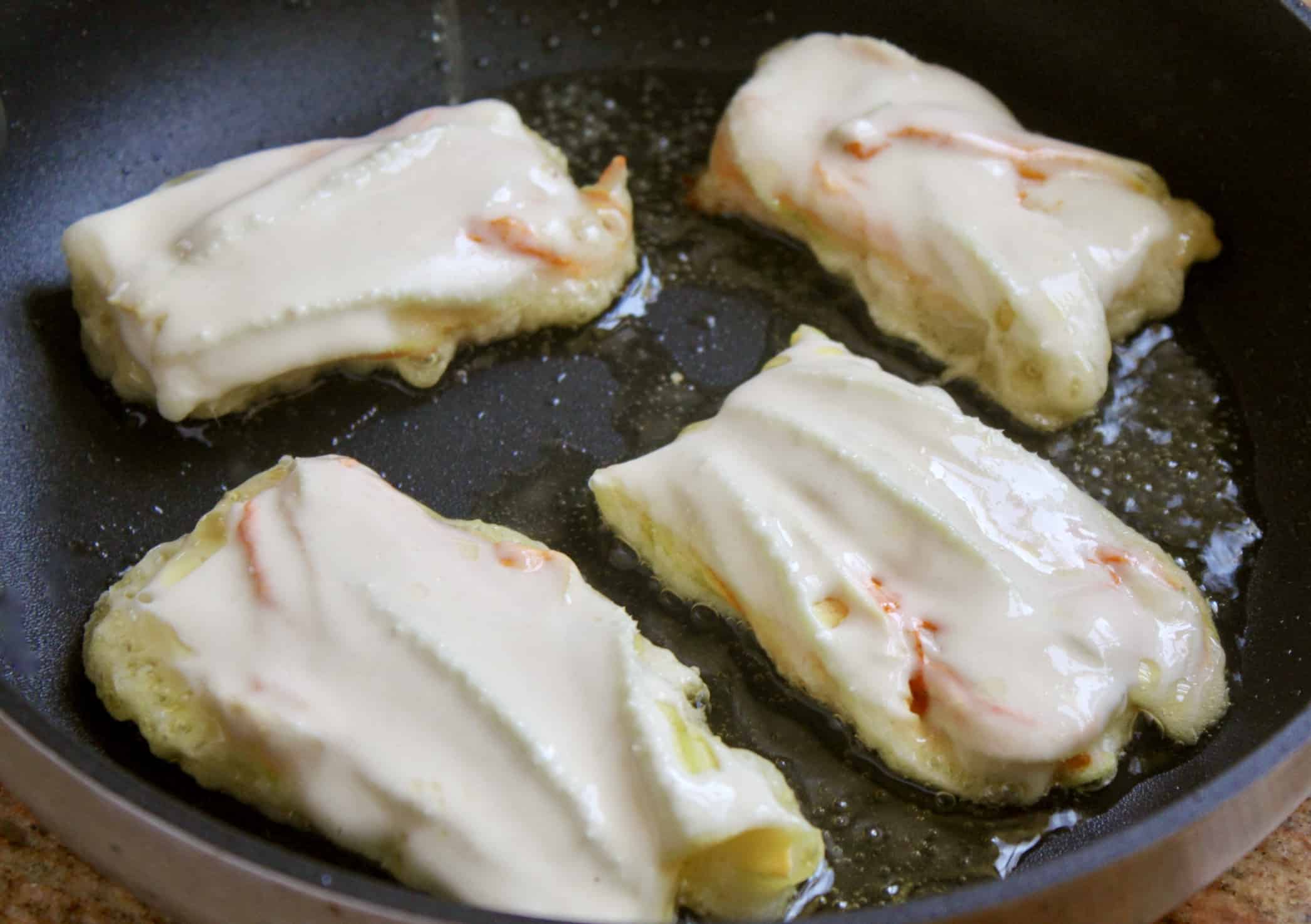 battered flowers frying