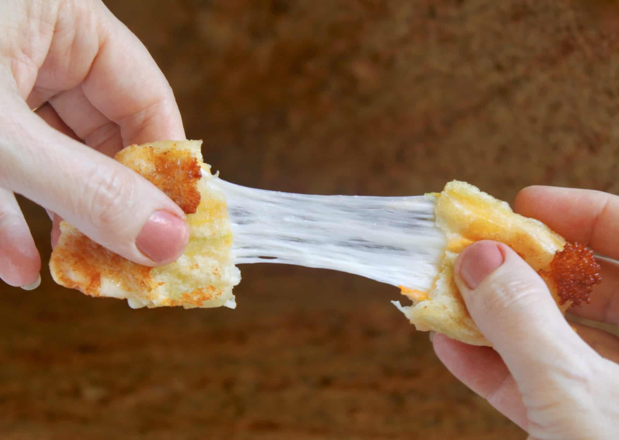 fried zucchini flowers cheese pull