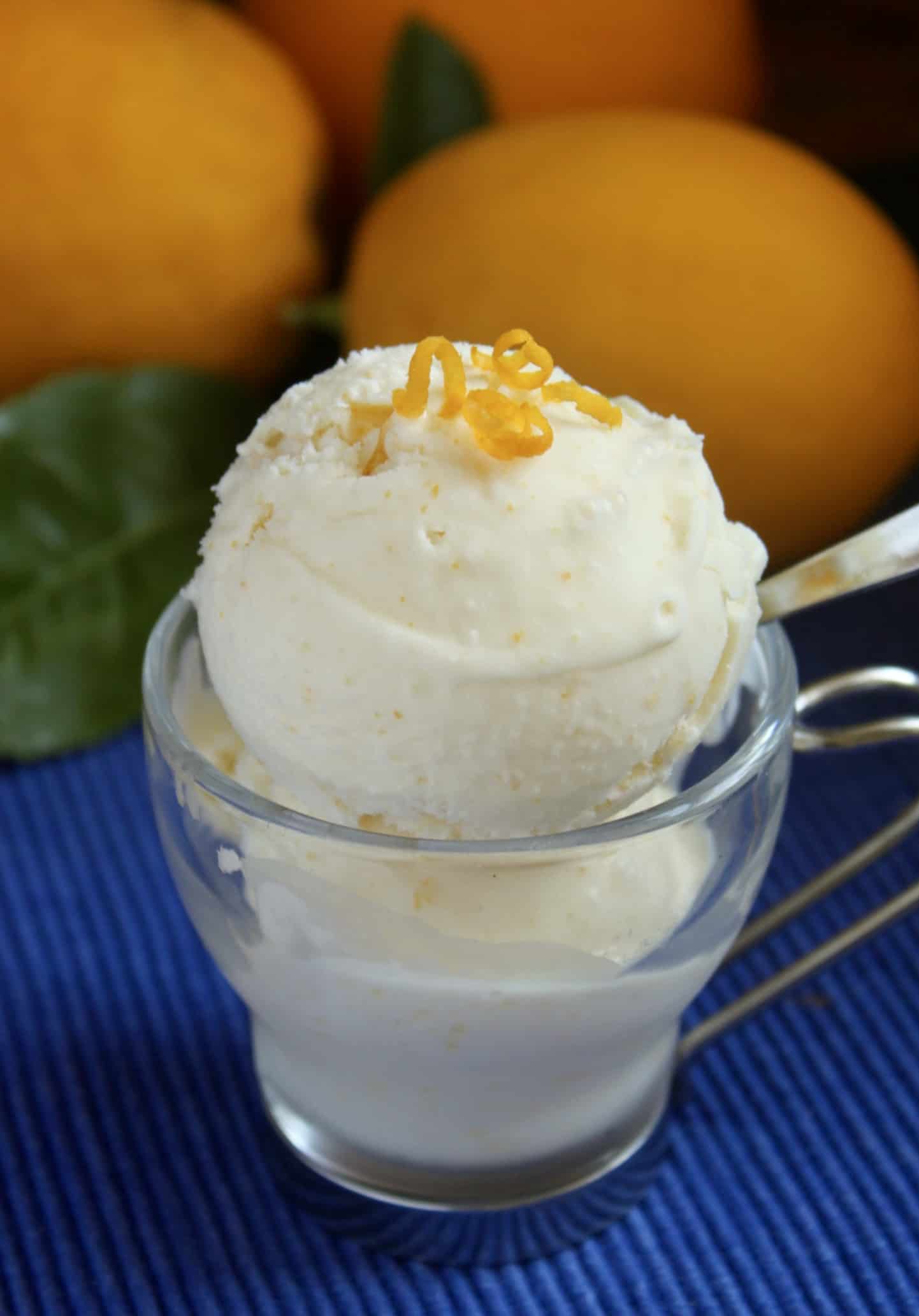 Lemon ice cream in an espresso cup