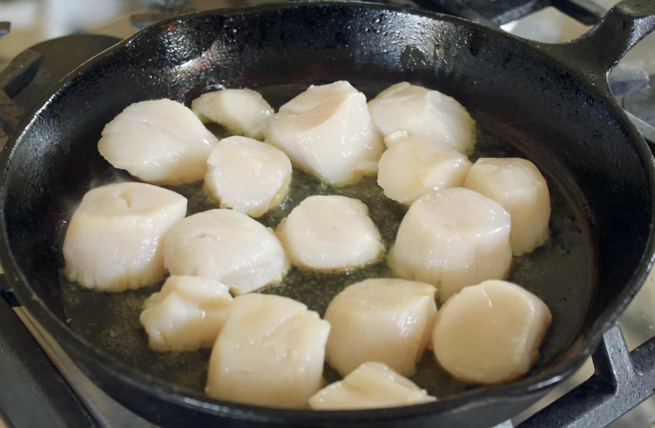 cooking scallops in pan