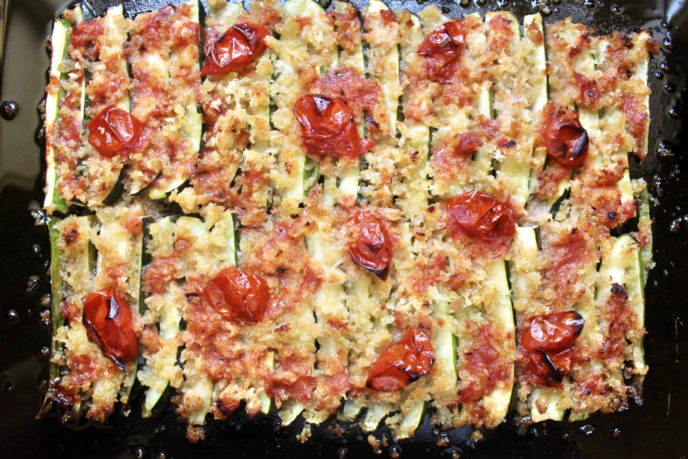 baked courgettes with tomatoes