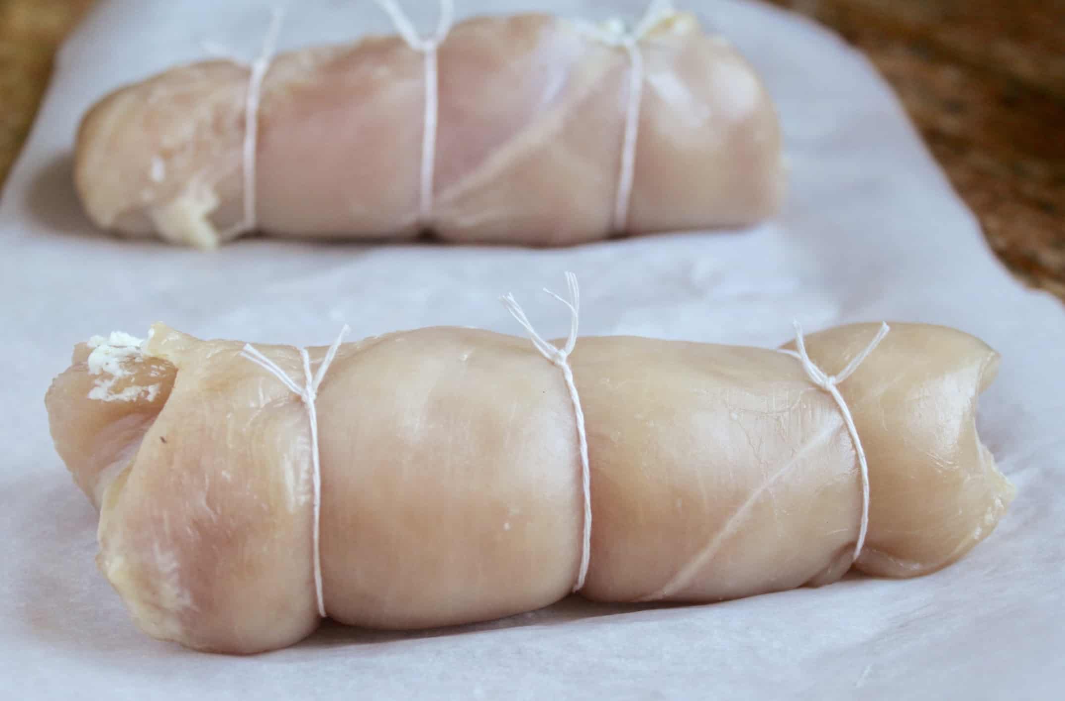 tied stuffed chicken breasts