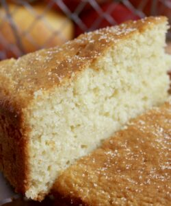 apple cake being cut