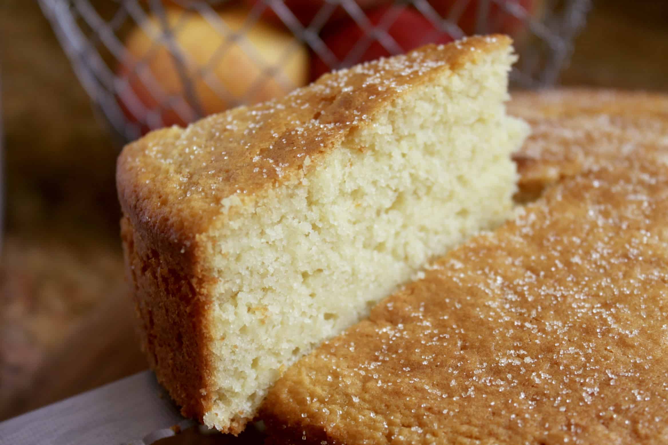 apple cake being cut