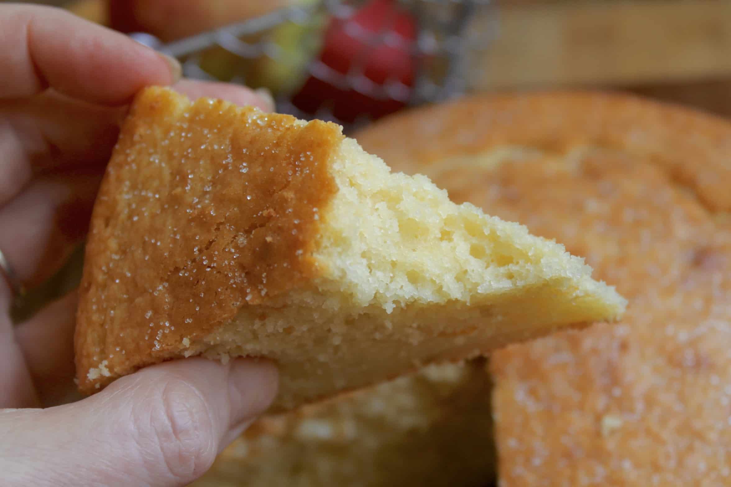 bitten slice of apple cake